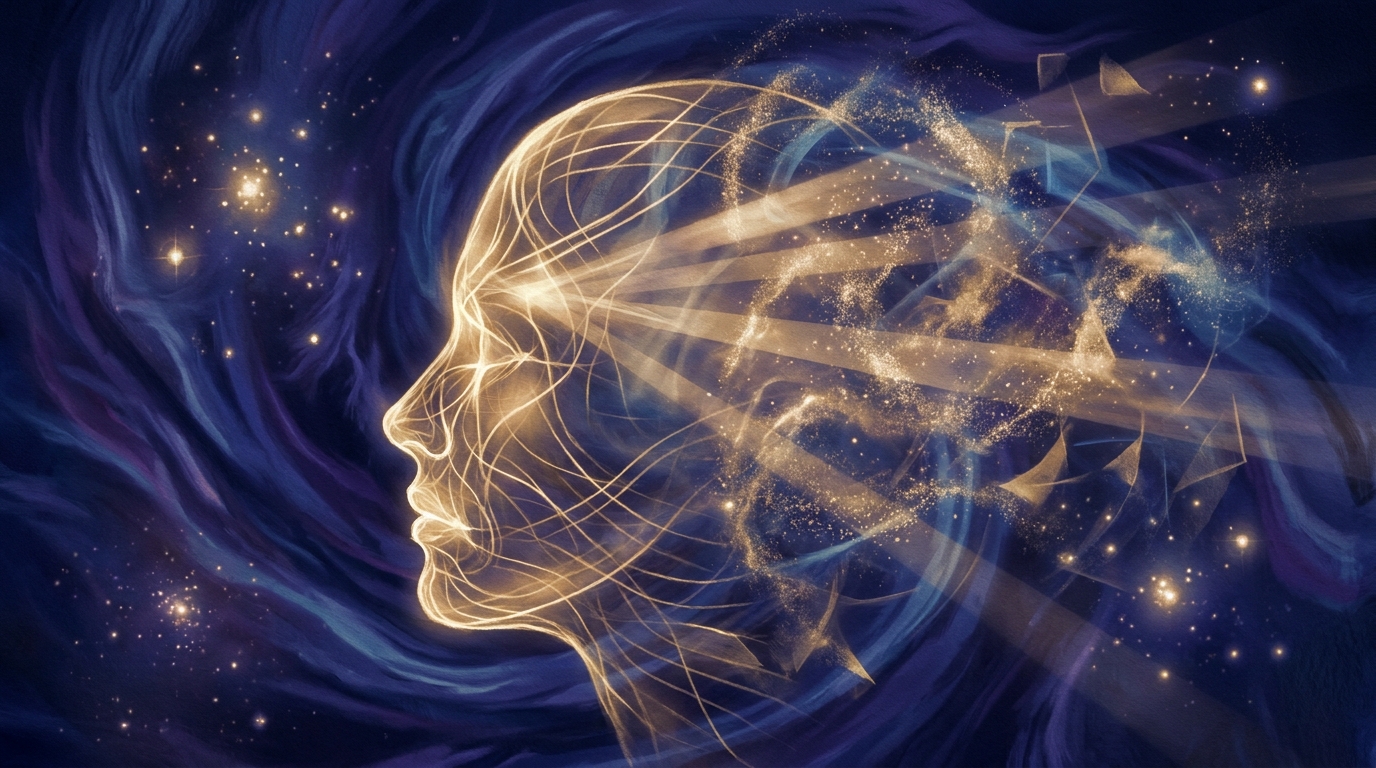 Representación de la teoría del conocimiento: un ojo, un cerebro y la luz de la razón frente a los datos de los sentidos