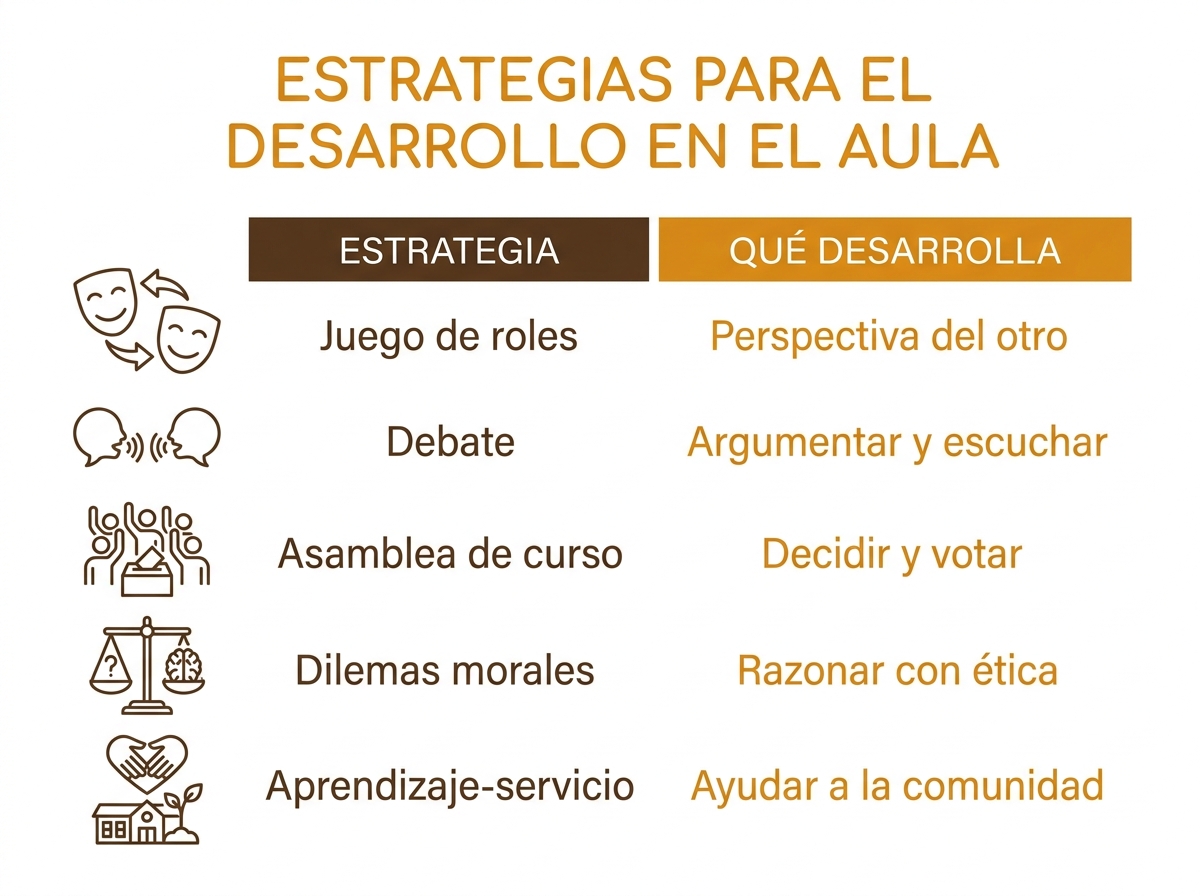 Estrategias activas para Formación Ciudadana y la habilidad que desarrolla cada una