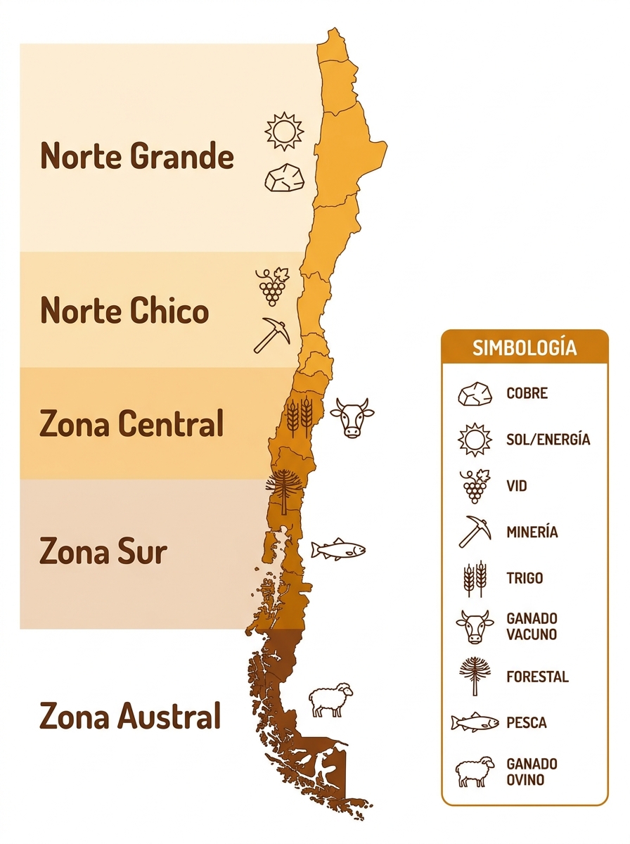 Recursos naturales predominantes por zona natural de Chile