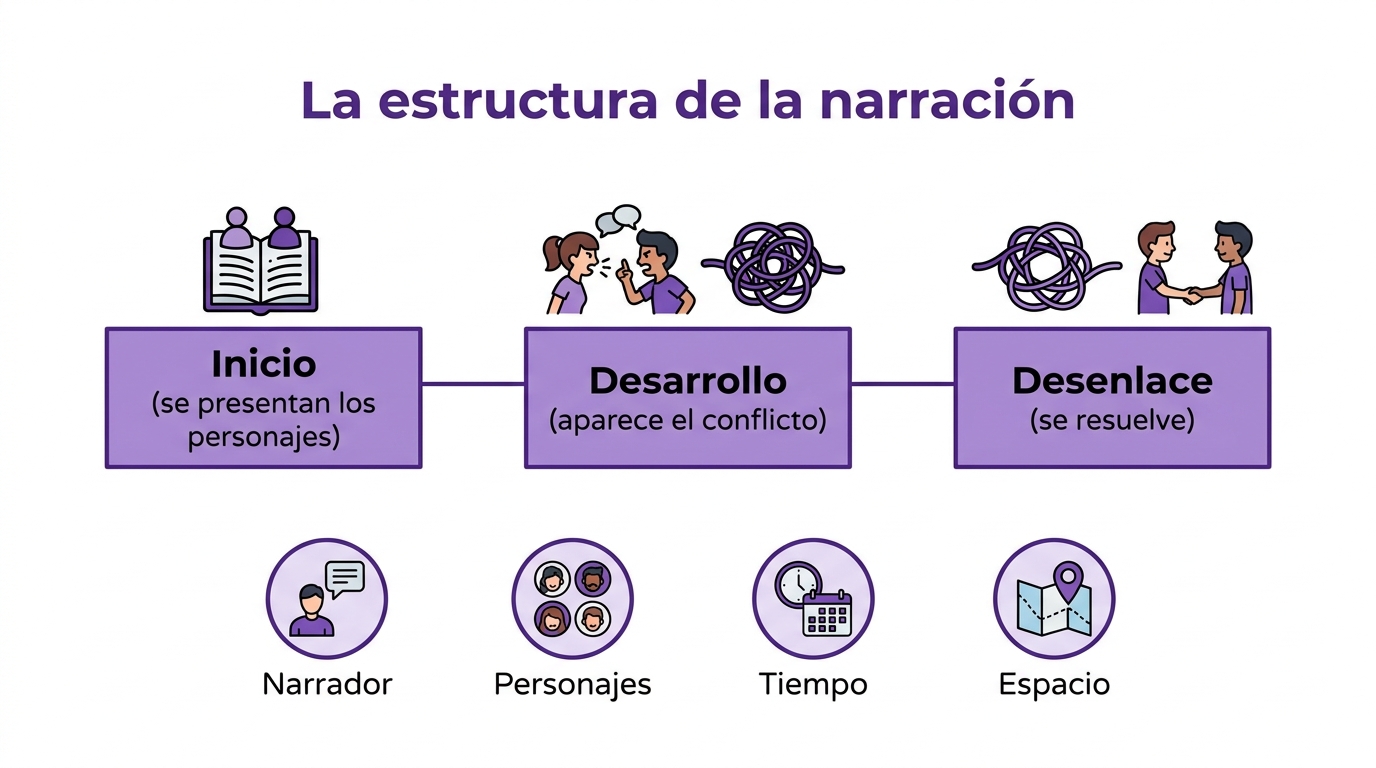 Estructura del texto narrativo y sus elementos