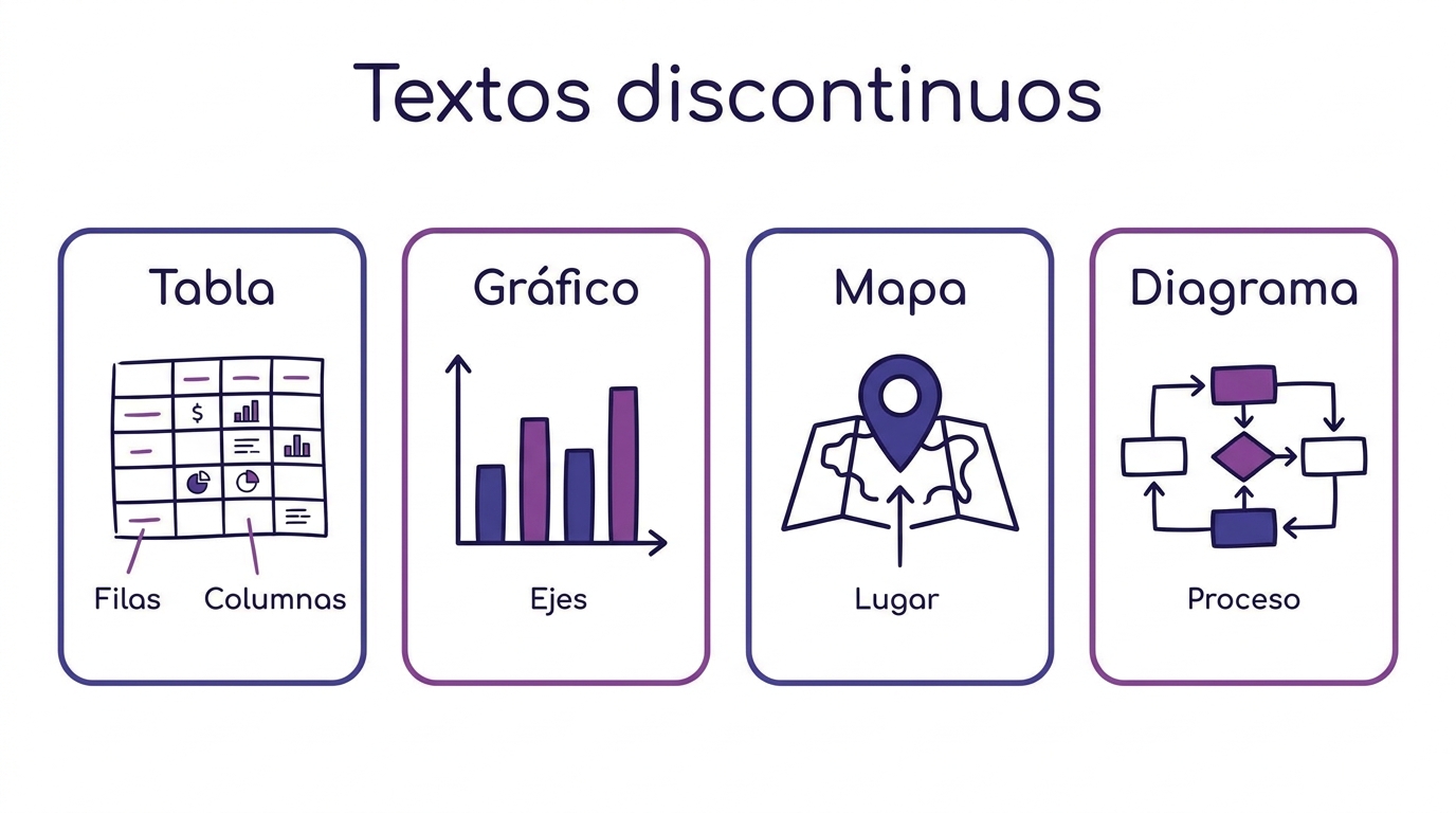 Tipos de texto discontinuo: tabla, gráfico, mapa y diagrama