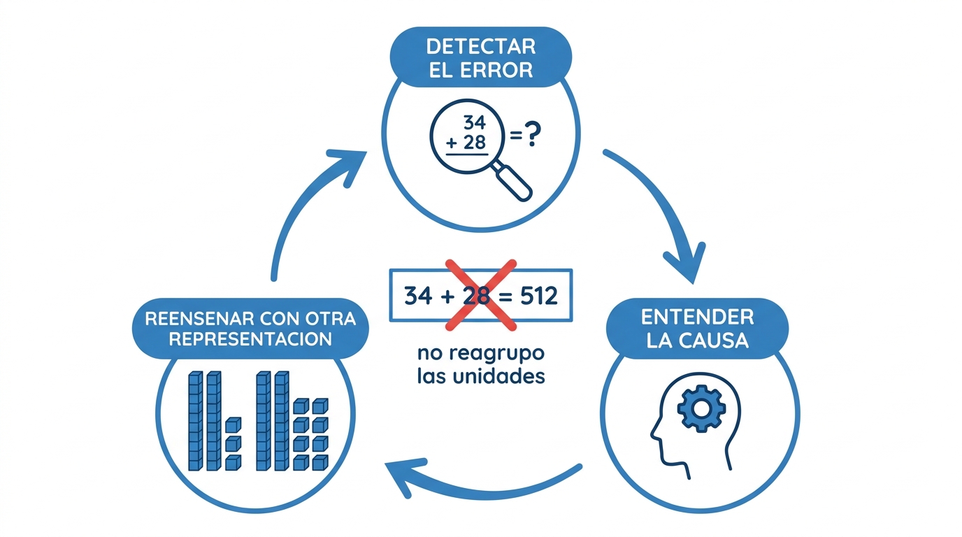 Ciclo de análisis del error: detectar, entender la causa y reenseñar con otra representación