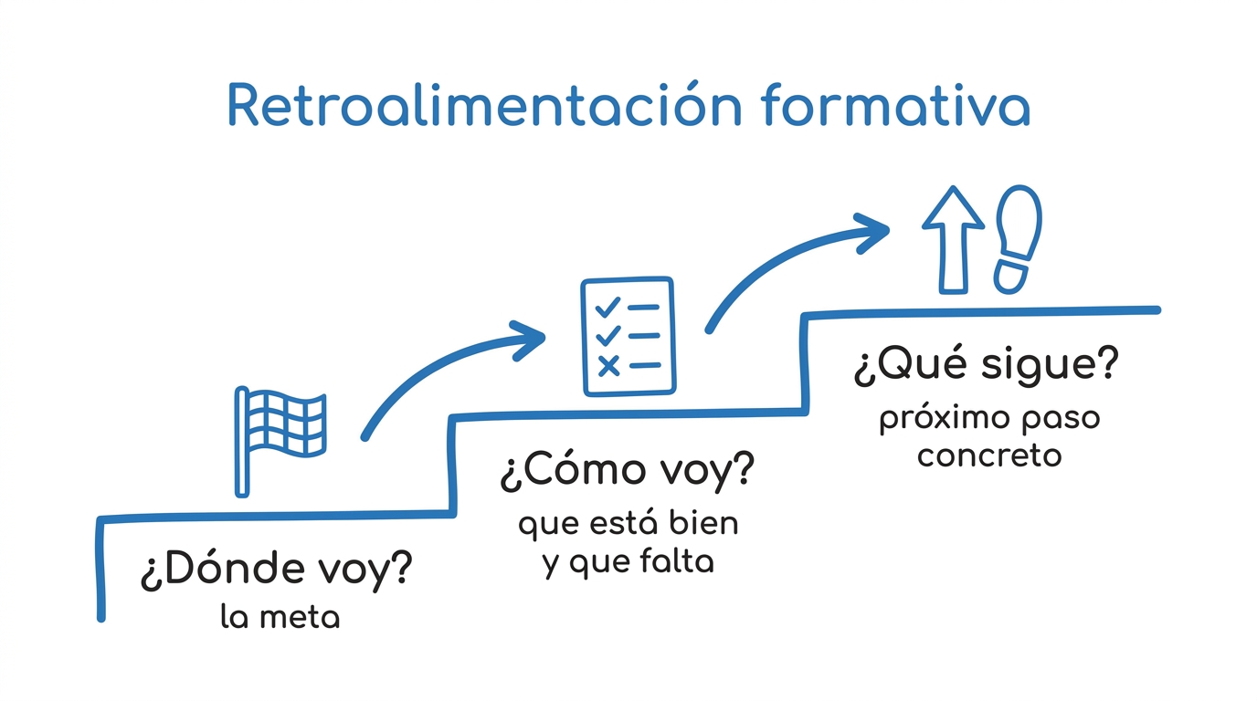 Las tres preguntas de la retroalimentación formativa: dónde voy, cómo voy y qué sigue